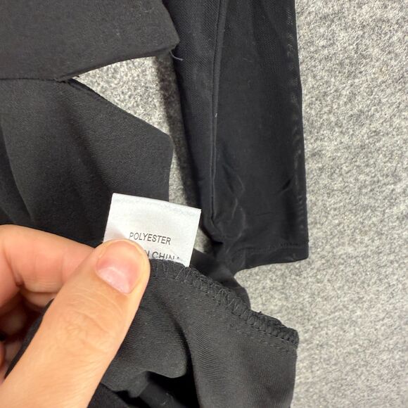 New Hello Molly Mini Dress Women 6 Black Short Zipper Long Sleeve Crew Neck - Picture 6 of 9